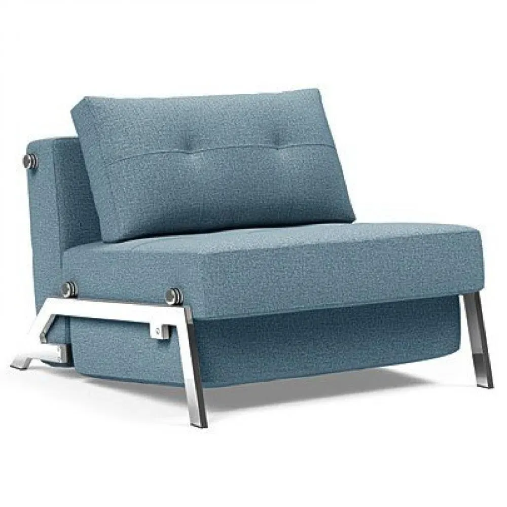 INNOVATION LIVING  Fauteuil design SOFABED CUBED 02 CHROME Mixed Dance Light Blue convertible lit 200x90 cm