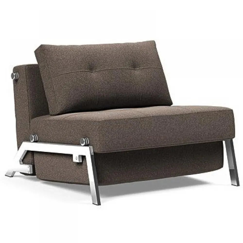 INNOVATION LIVING  Fauteuil design SOFABED CUBED 02 CHROME Bouclé Taupe convertible lit 200x90 cm