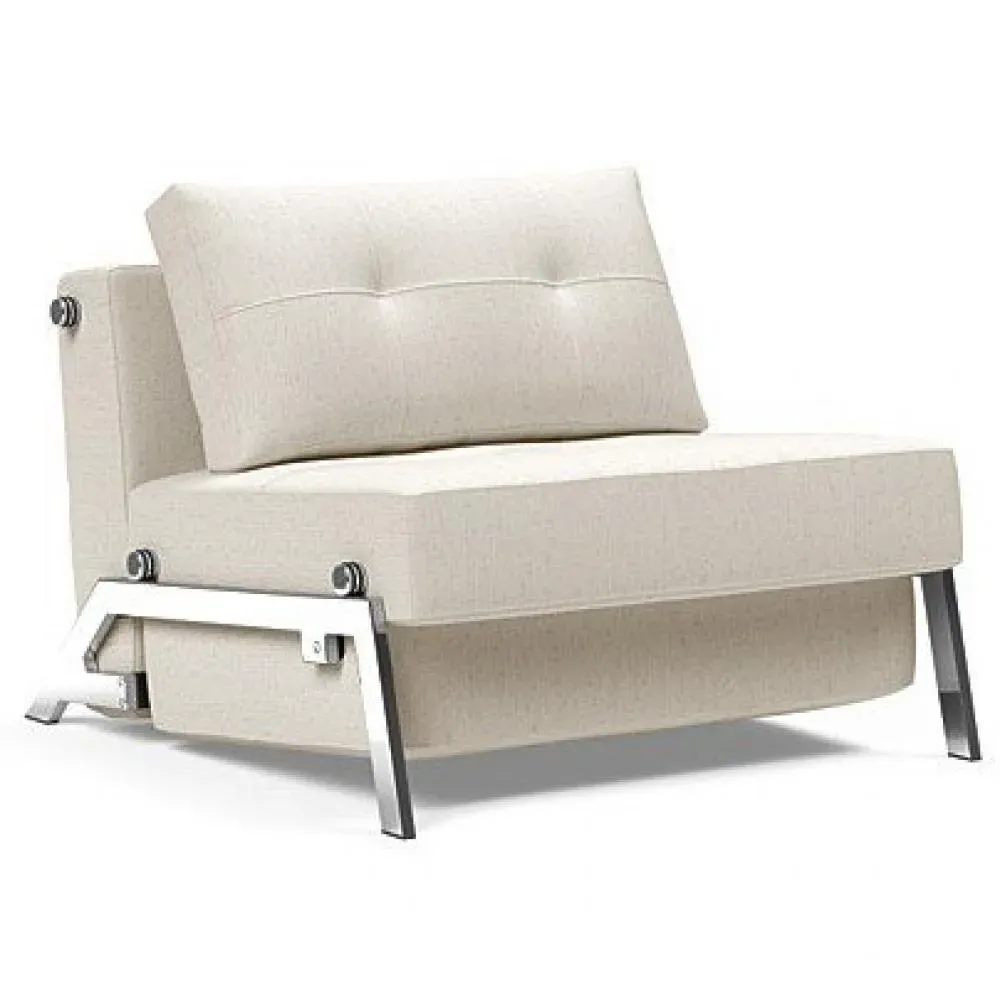 INNOVATION LIVING  Fauteuil design SOFABED CUBED 02 CHROME Bouclé Off White convertible lit 200x90 cm