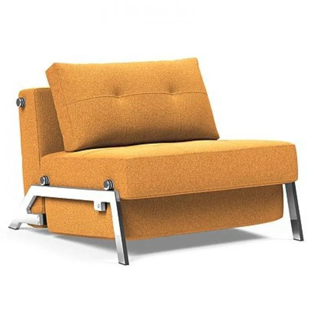 INNOVATION LIVING  Fauteuil design SOFABED CUBED 02 CHROME Bouclé Ochre convertible lit 200x90 cm
