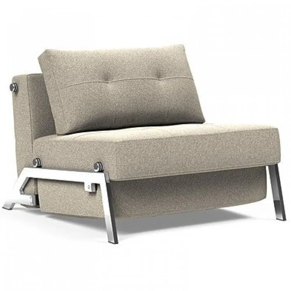 INNOVATION LIVING  Fauteuil design SOFABED CUBED 02 CHROME Bouclé Beige convertible lit 200x90 cm