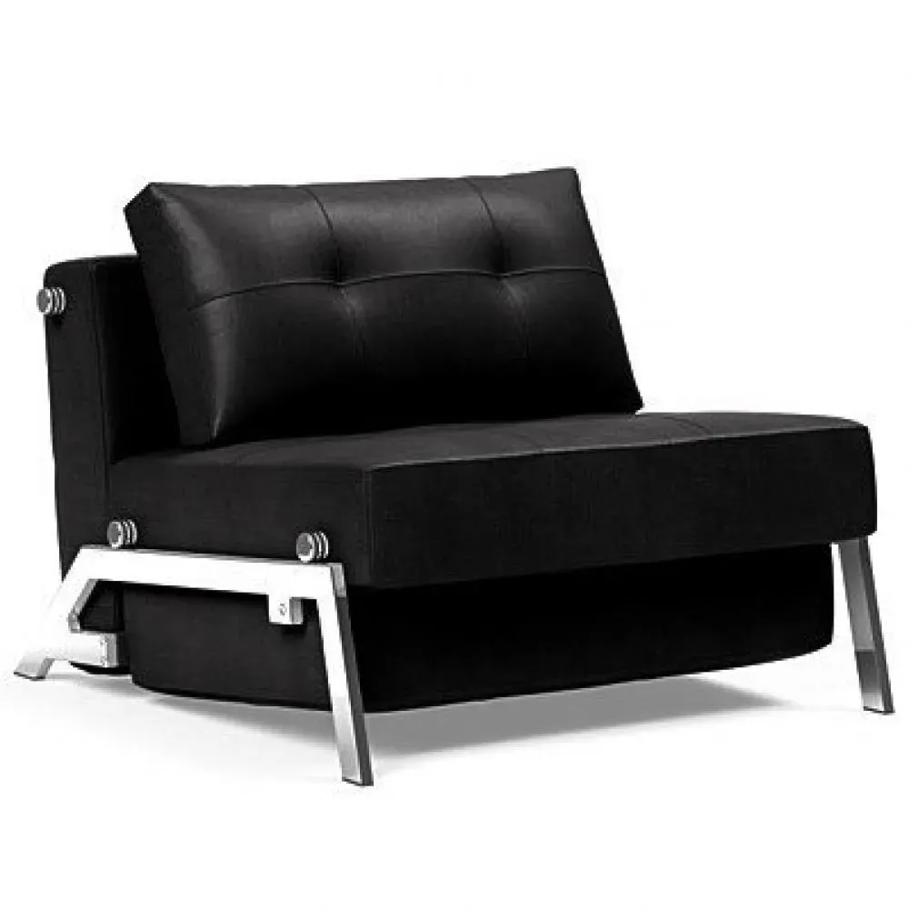 INNOVATION LIVING  Fauteuil design SOFABED CUBED 02 CHROME Faunal Black convertible lit 200x90 cm