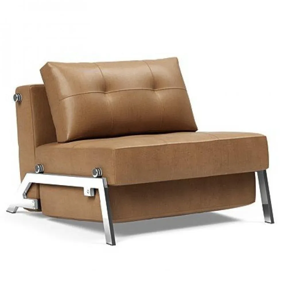 INNOVATION LIVING  Fauteuil design SOFABED CUBED 02 CHROME Faunal Brown convertible lit 200x90 cm