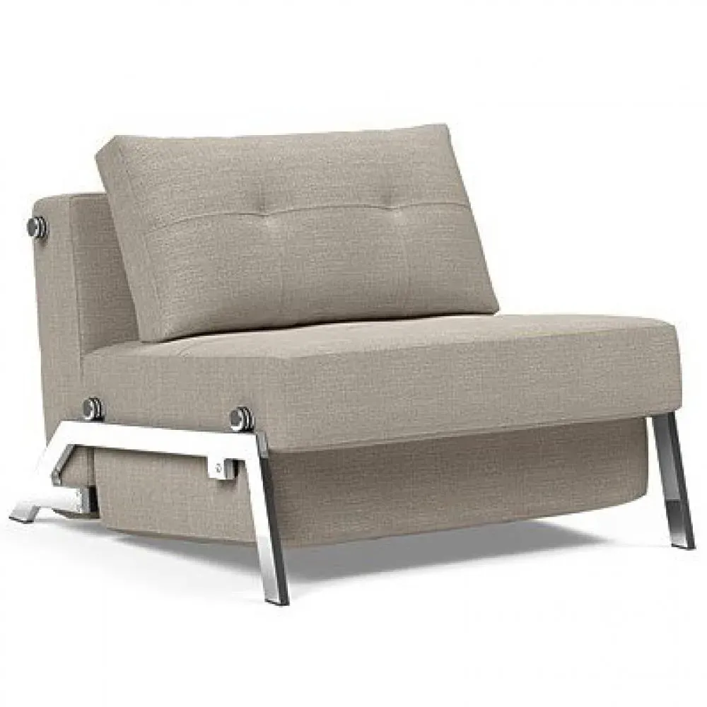 INNOVATION LIVING  Fauteuil design SOFABED CUBED 02 CHROME Kenya Gravel convertible lit 200x90 cm