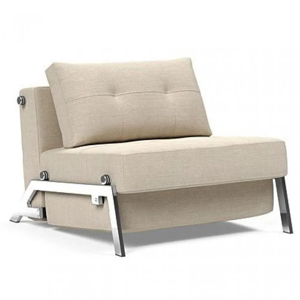 INNOVATION LIVING  Fauteuil design SOFABED CUBED 02 CHROME Phobos Latte convertible lit 200x90 cm