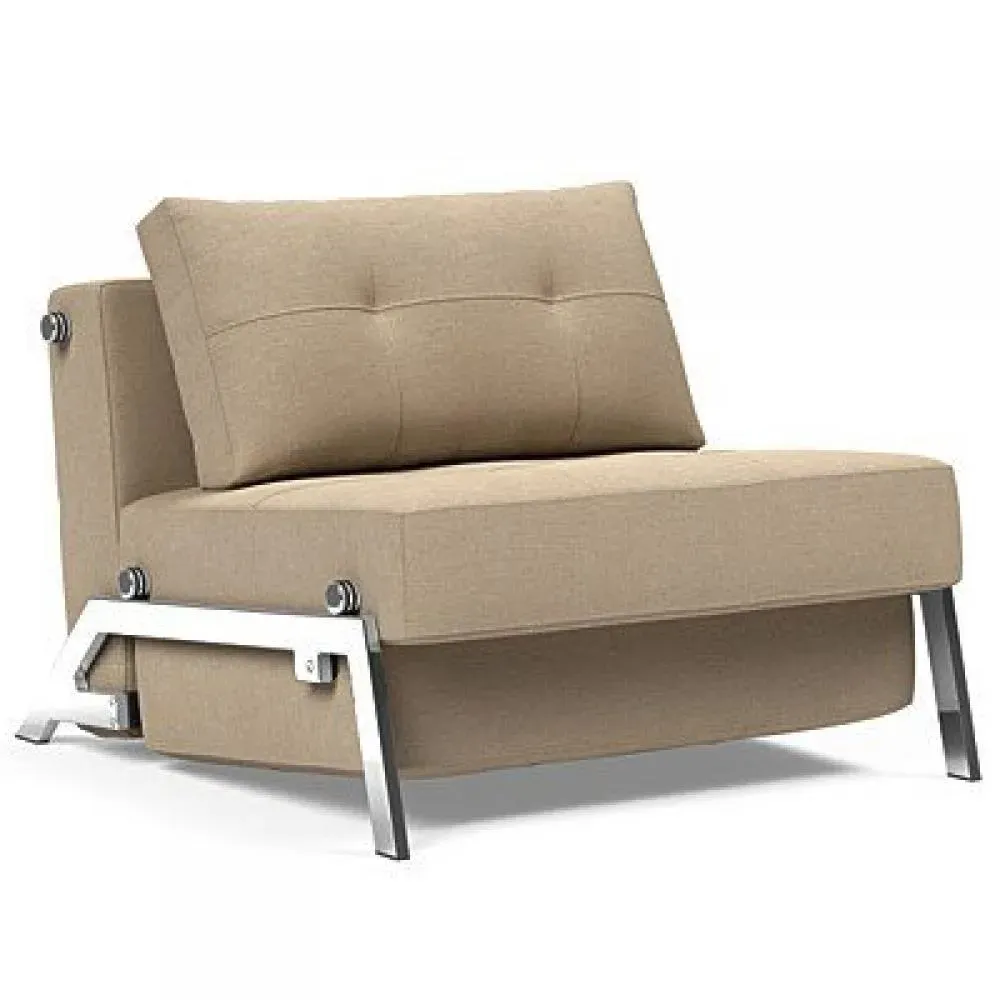 INNOVATION LIVING  Fauteuil design SOFABED CUBED 02 CHROME Phobos Mocha convertible lit 200x90 cm