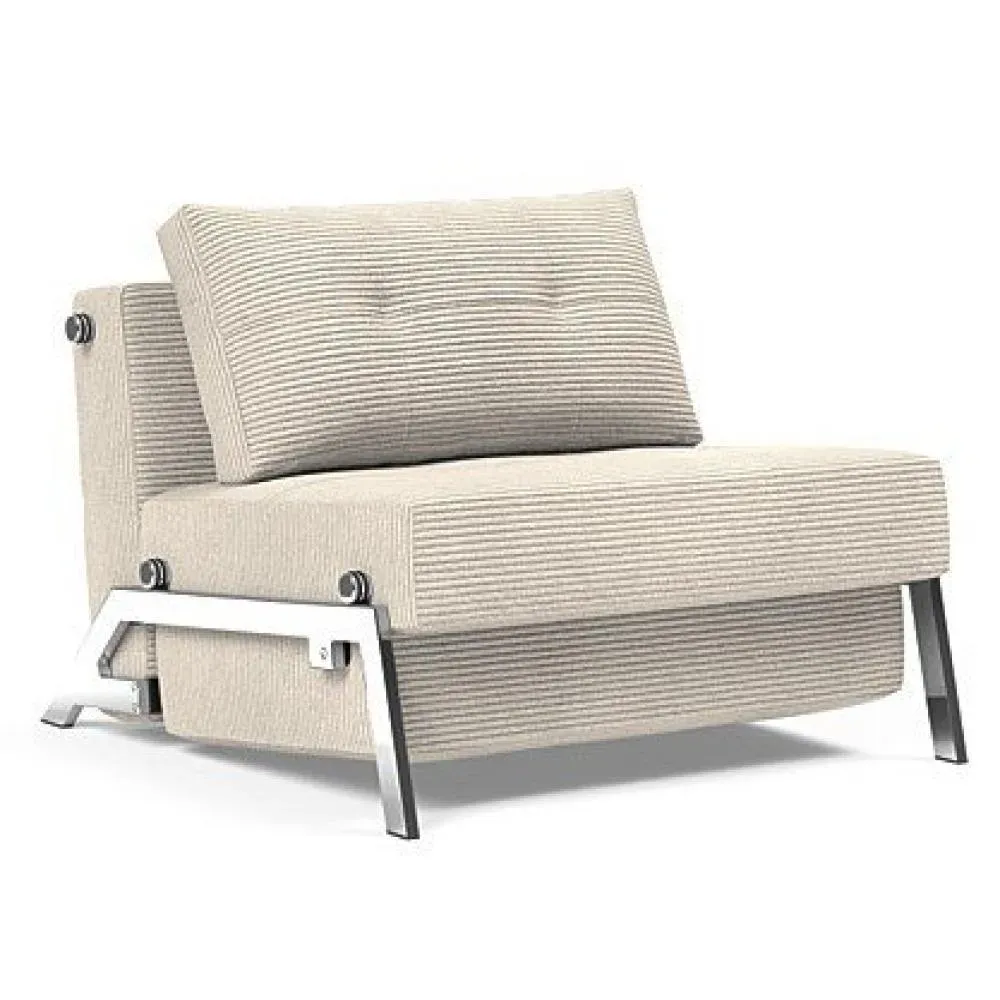 INNOVATION LIVING  Fauteuil design SOFABED CUBED 02 CHROME Corduroy Ivory convertible lit 200x90 cm