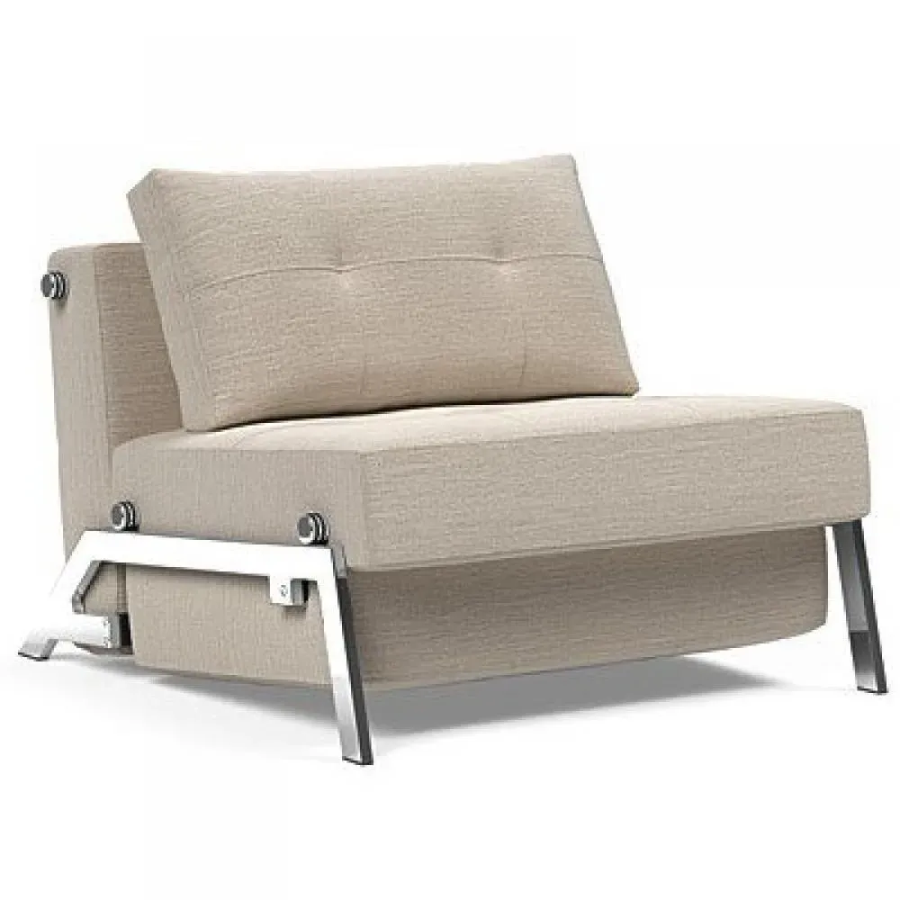 INNOVATION LIVING  Fauteuil design SOFABED CUBED 02 CHROME Blida Sand Grey convertible lit 200x90 cm