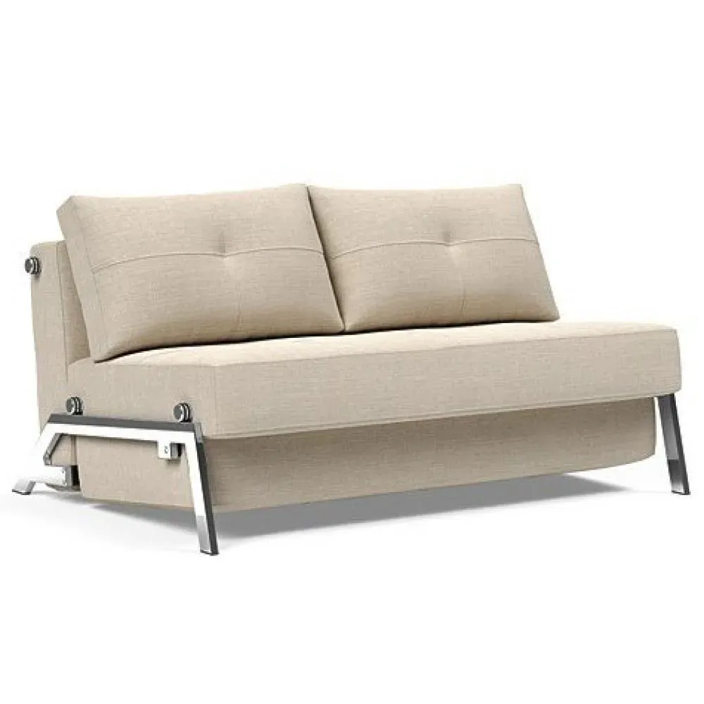 INNOVATION LIVING  Canapé design CUBED 02 CHROME convertible 200x140 cm tissu Phobos Latte