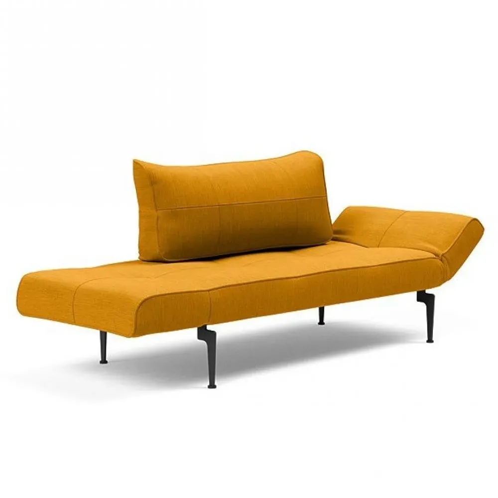 Canape convertible lit  200x70 cm ZEAL LASER  piétements métallique tissu Elegance Curry