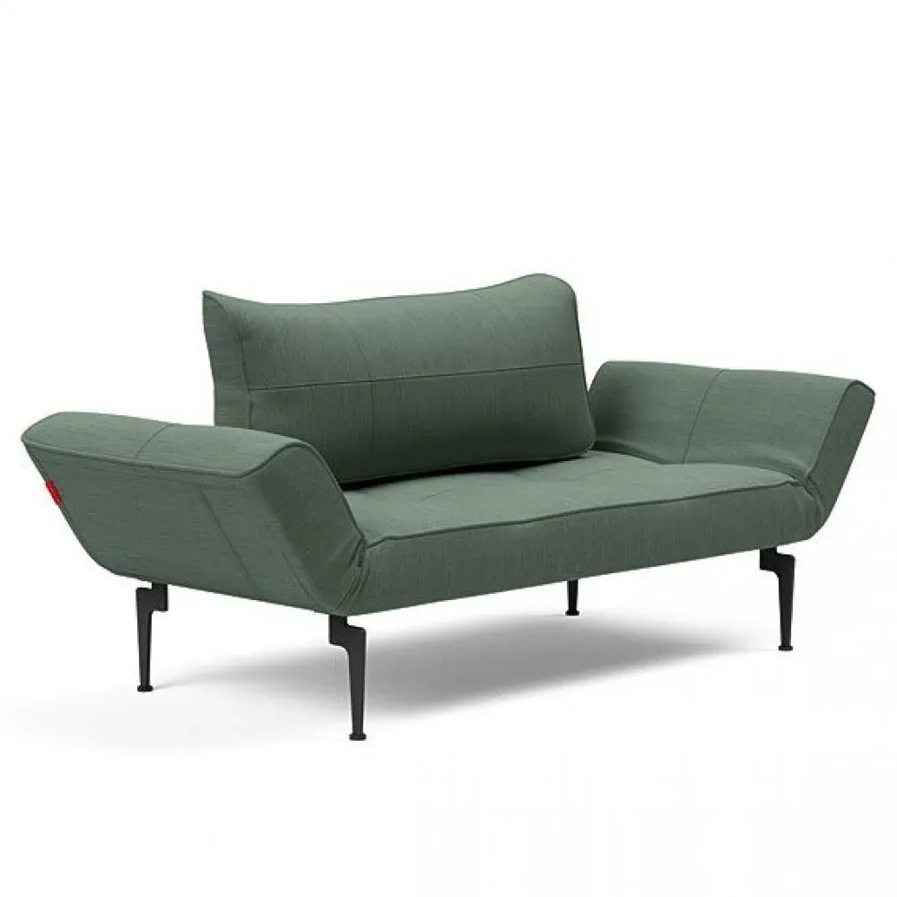 Canape convertible lit  200x70 cm ZEAL LASER  piétement métallique tissu Elegance Green
