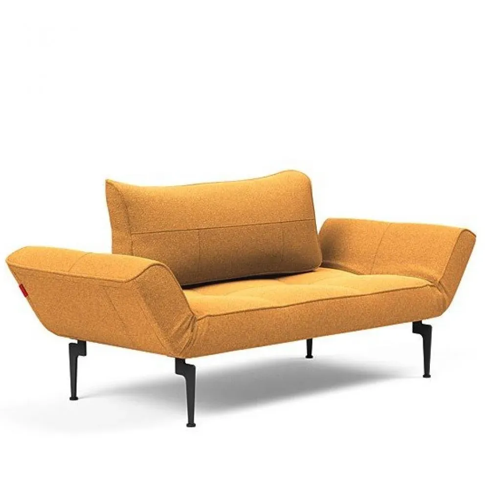 Canape convertible lit  200x70 cm ZEAL LASER  piétement métallique tissu Bouclé Ochre