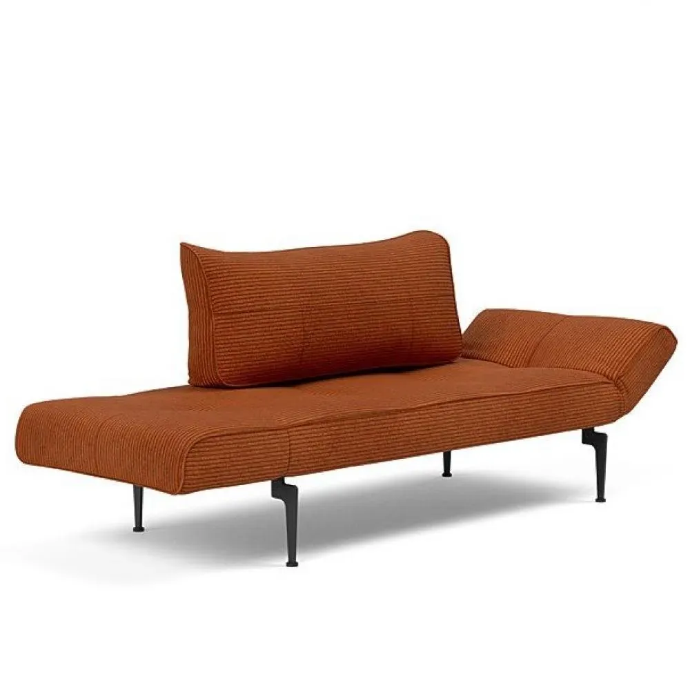 Canape convertible lit  200x70 cm ZEAL LASER  piétement métallique tissu Corduroy Orange