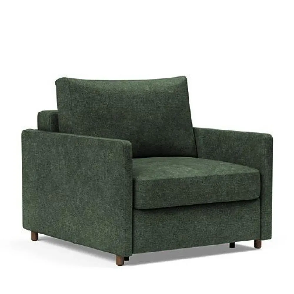 INNOVATION LIVING  Fauteuil NEAH SLIM convertible 80x195 tissu Avella Pine Green