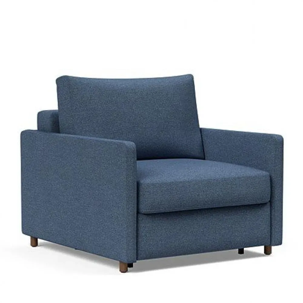 INNOVATION LIVING  Fauteuil NEAH SLIM convertible 80x195 tissu Weda Blue
