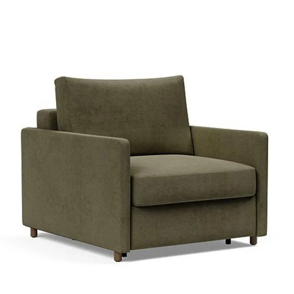 INNOVATION LIVING  Fauteuil NEAH SLIM convertible 80x195 tissu Cordufine Pine Green