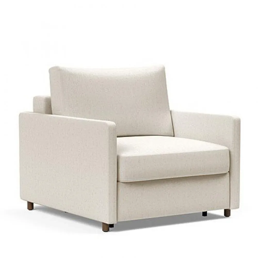 INNOVATION LIVING  Fauteuil NEAH SLIM convertible 80x195 tissu Bouclé Off White