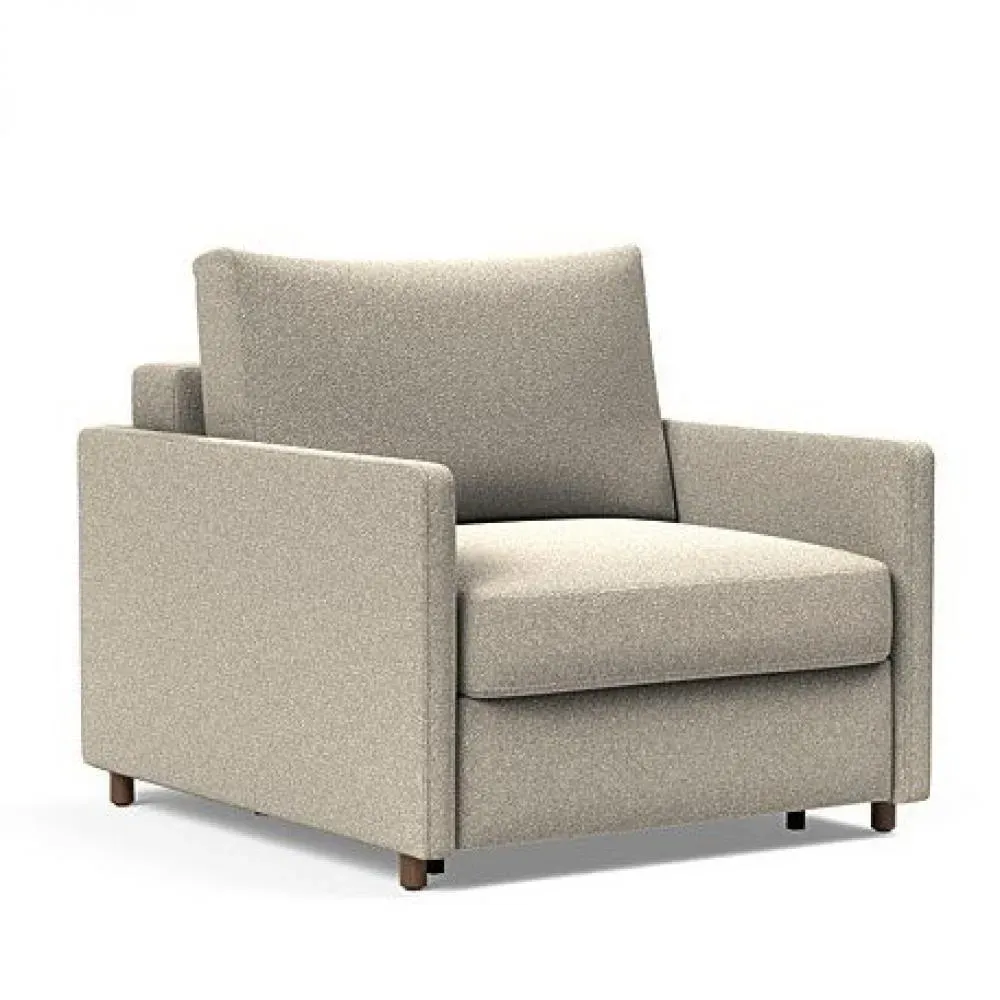 INNOVATION LIVING  Fauteuil NEAH SLIM convertible 80x195 tissu Bouclé Beige