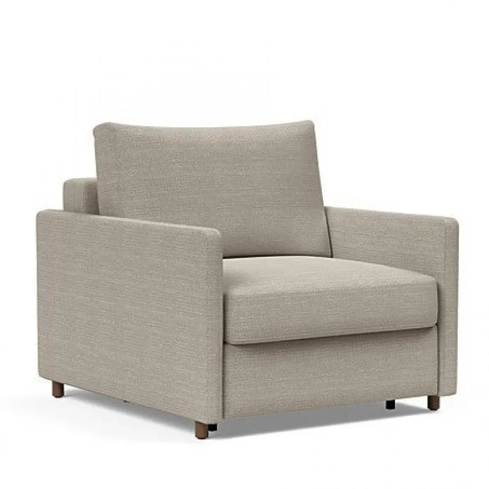 INNOVATION LIVING  Fauteuil NEAH SLIM convertible 80x195 tissu Kenya Gravel