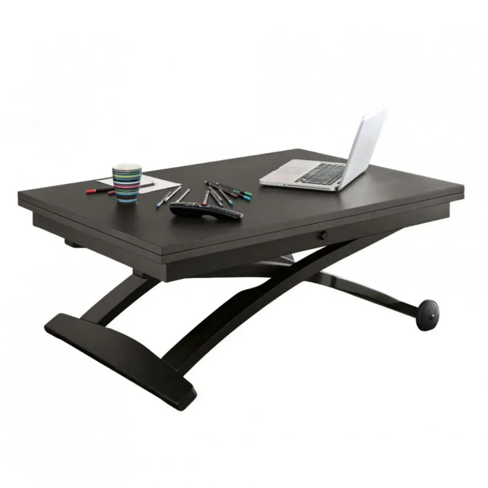 Table basse relevable extensible italienne MASCOTTE  Graphite 105 x 70/140 cm