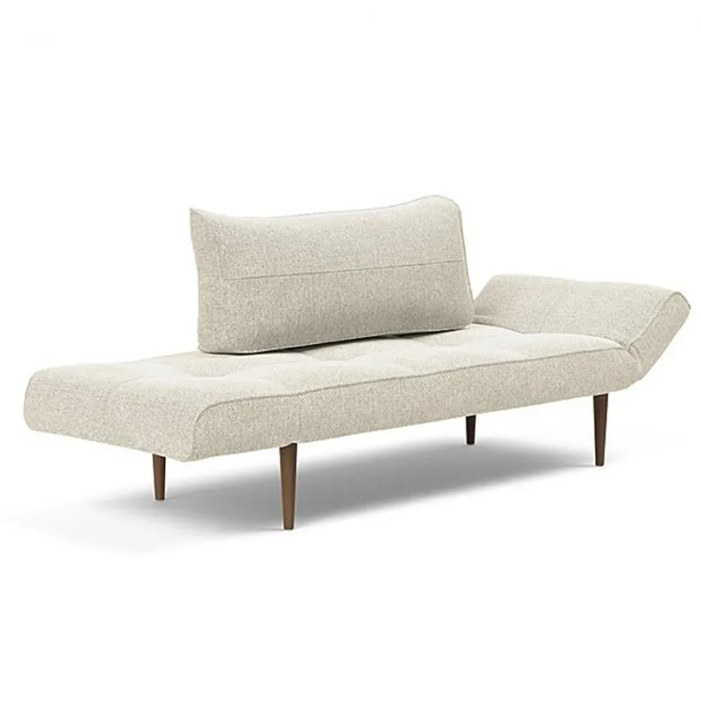 Canapé lit  ZEAL STYLETTO cadre acier piétement chêne foncé tissu Taura Off White