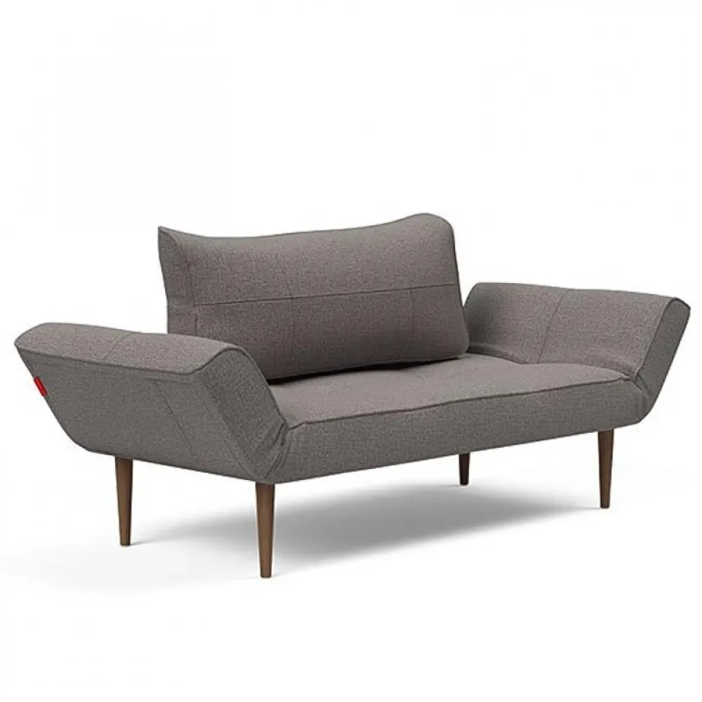 Canapé lit  ZEAL STYLETTO cadre acier piétement chêne foncé tissu Mixed Dance Grey