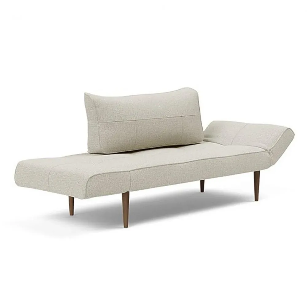 Canapé lit  ZEAL STYLETTO cadre acier piétement chêne foncé tissu Mixed Dance Natural