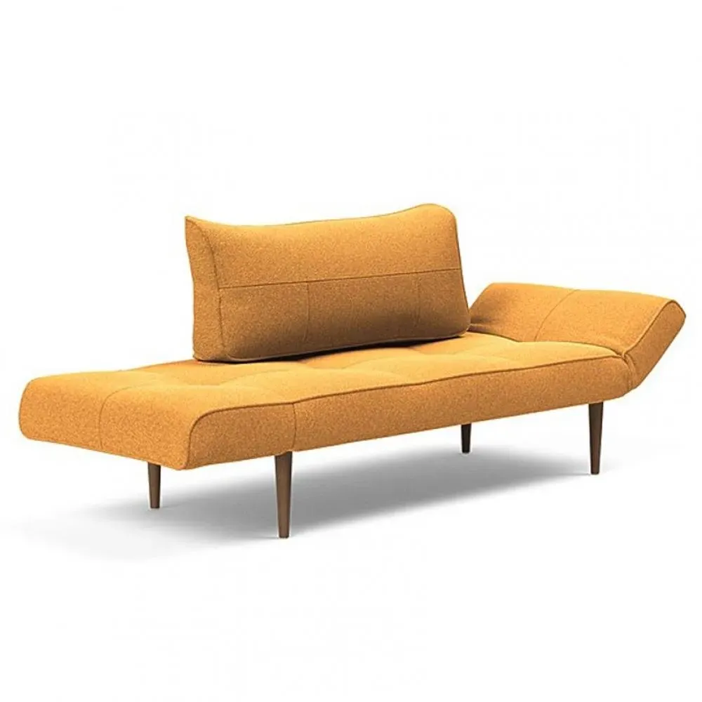 Canapé lit  ZEAL STYLETTO cadre acier piétement chêne foncé tissu Bouclé Ochre