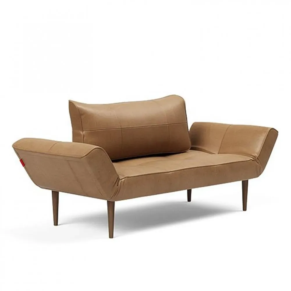 Canapé lit  ZEAL STYLETTO cadre acier piétement chêne foncé tissu Faunal Brown