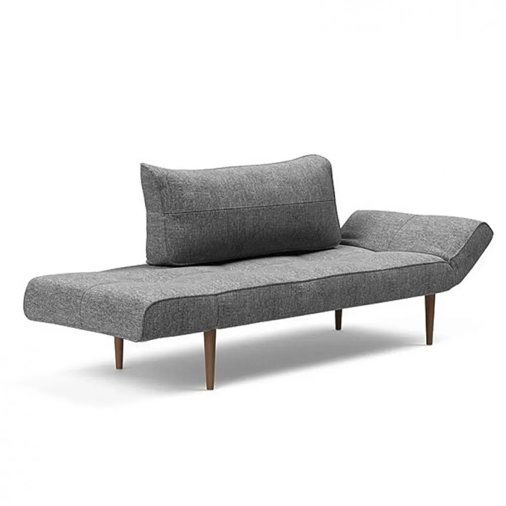Canapé lit  ZEAL STYLETTO cadre acier piétement chêne foncé tissu Twist Charcoal