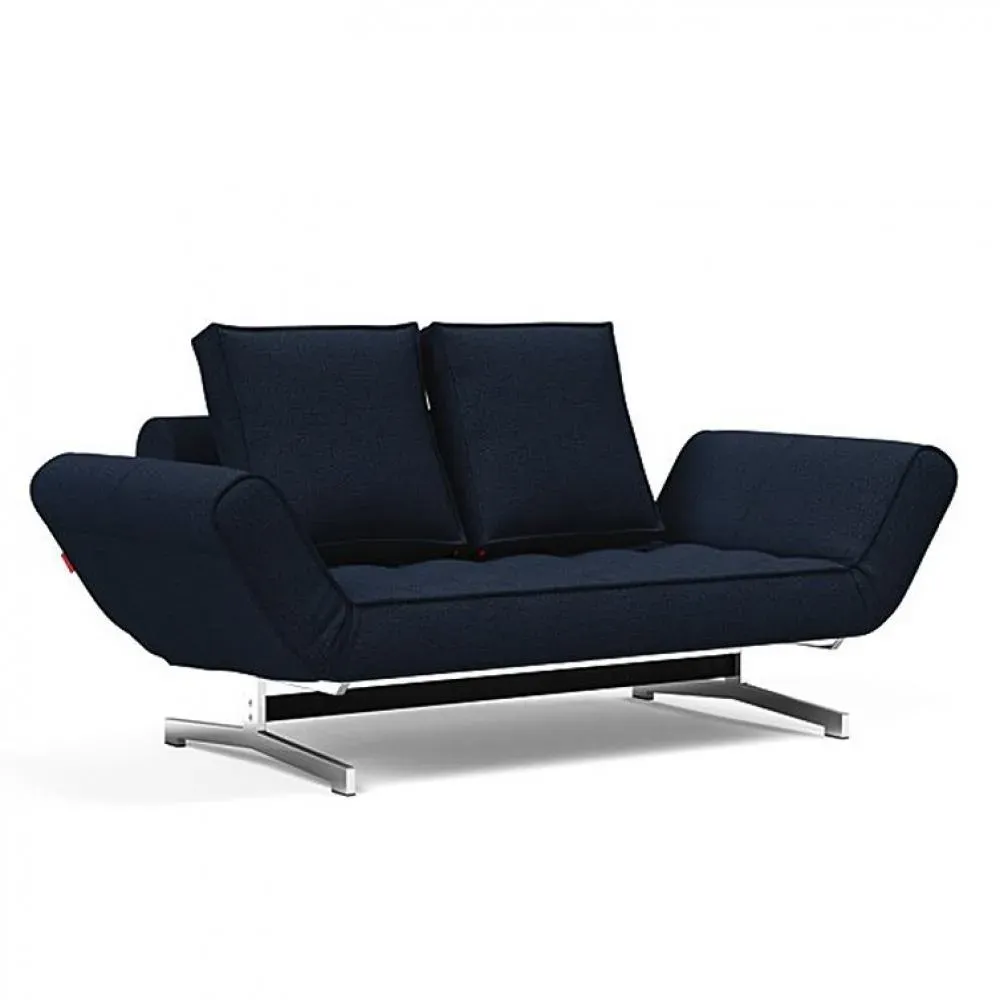 INNOVATION LIVING  Canapé lit GHIA CHROME couchage 80x210 cm tissu Mixed Dance Blue