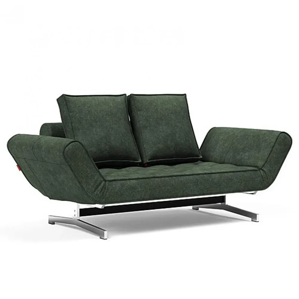 INNOVATION LIVING  Canapé lit GHIA CHROME couchage 80x210 cm tissu Avella Pine Green