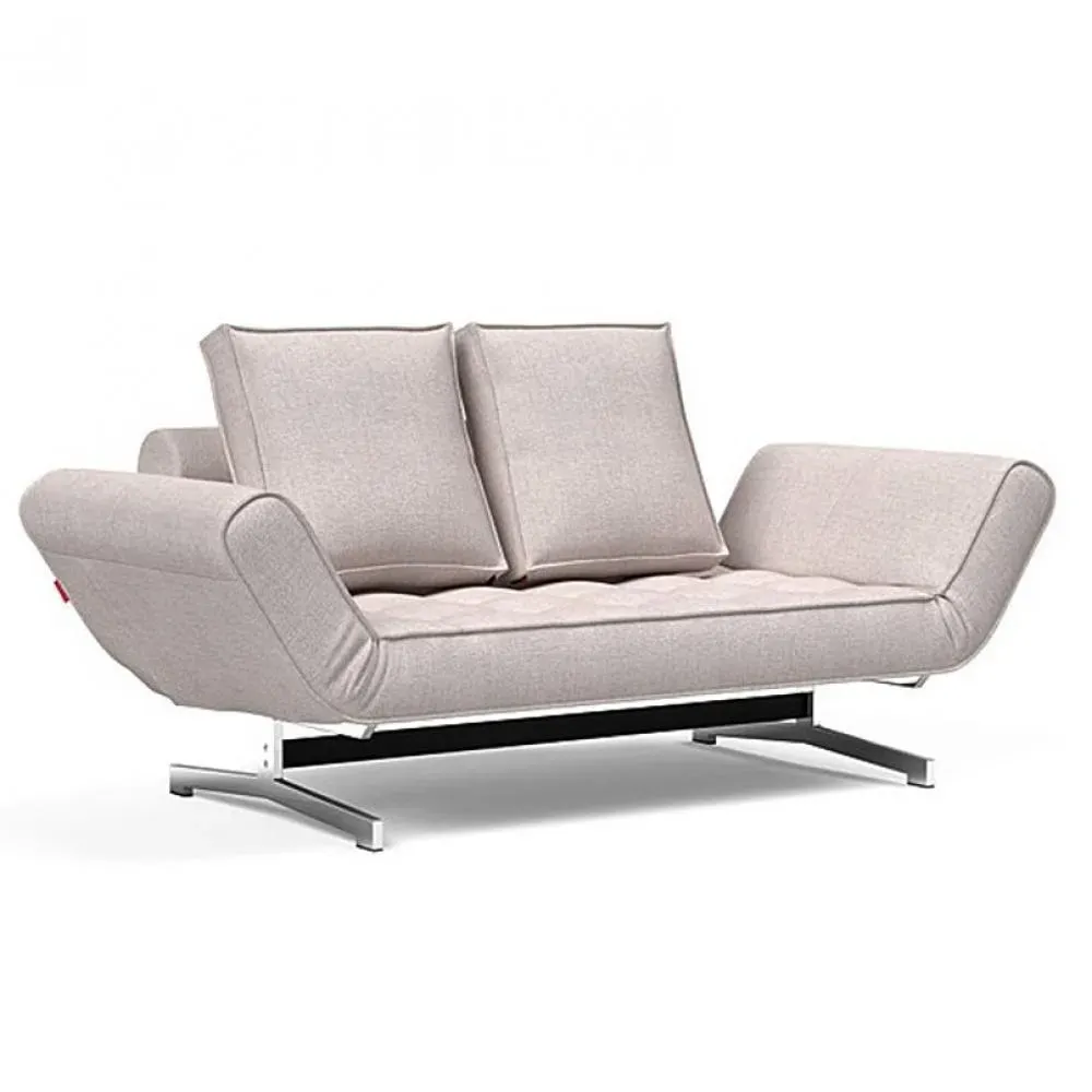 INNOVATION LIVING  Canapé lit GHIA CHROME couchage 80x210 cm tissu Weda Sand