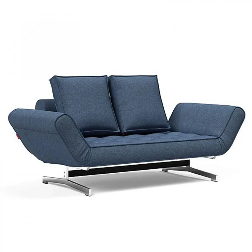 INNOVATION LIVING  Canapé lit GHIA CHROME couchage 80x210 cm tissu Weda Blue