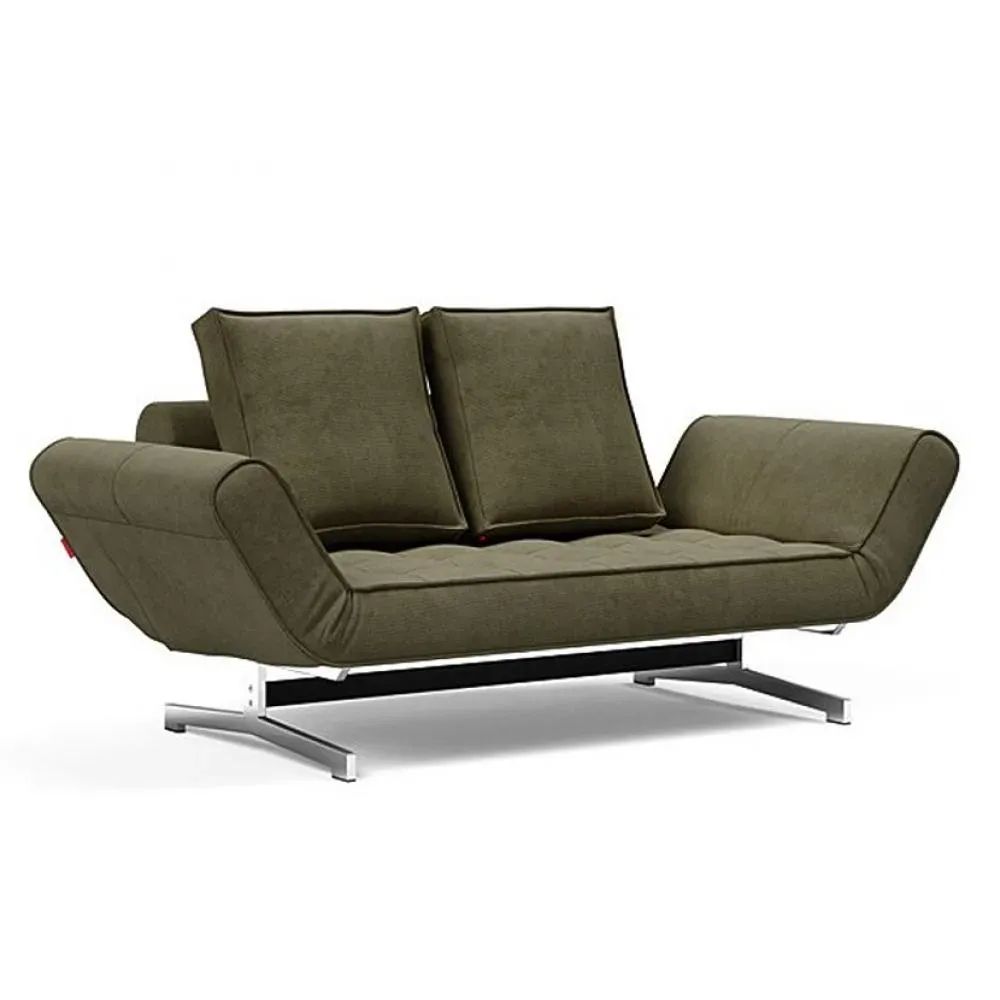 INNOVATION LIVING  Canapé lit GHIA CHROME couchage 80x210 cm tissu Cordufine Green