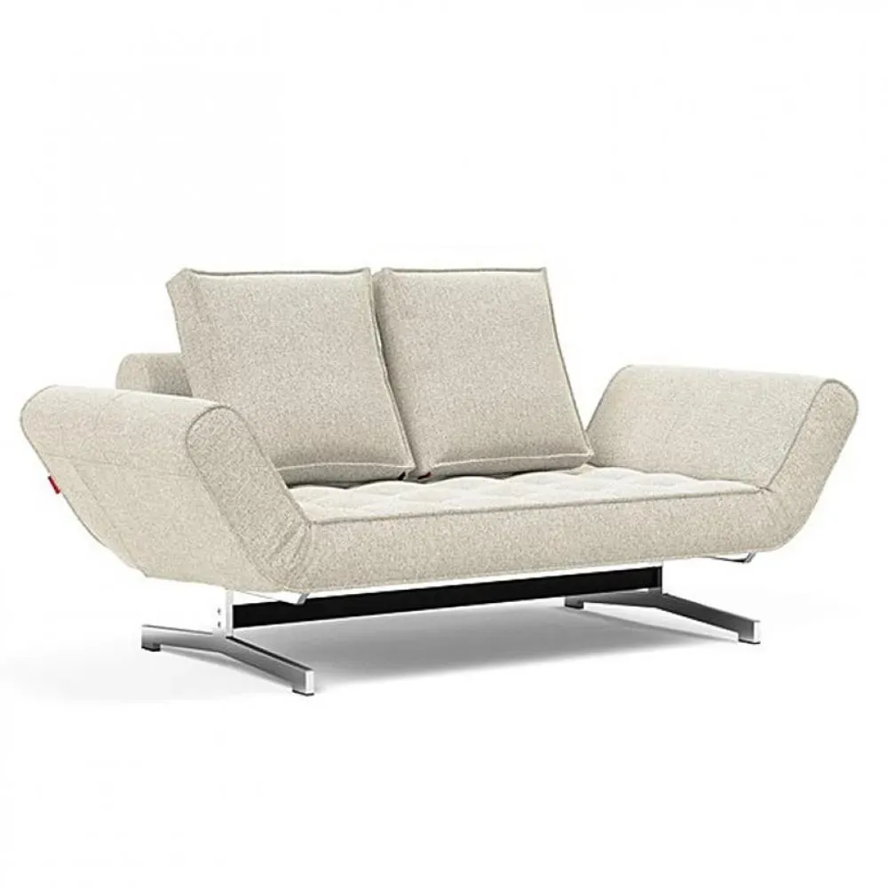INNOVATION LIVING  Canapé lit GHIA CHROME couchage 80x210 cm tissu Taura Off White