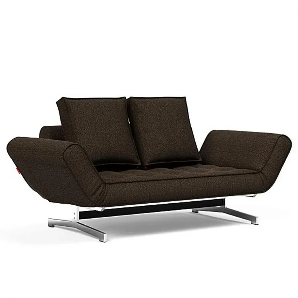 INNOVATION LIVING  Canapé lit GHIA CHROME couchage 80x210 cm tissu Taura Chocco