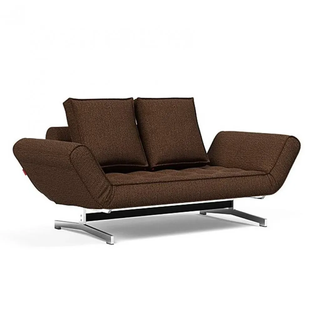 INNOVATION LIVING  Canapé lit GHIA CHROME couchage 80x210 cm tissu Taura Cappuccino