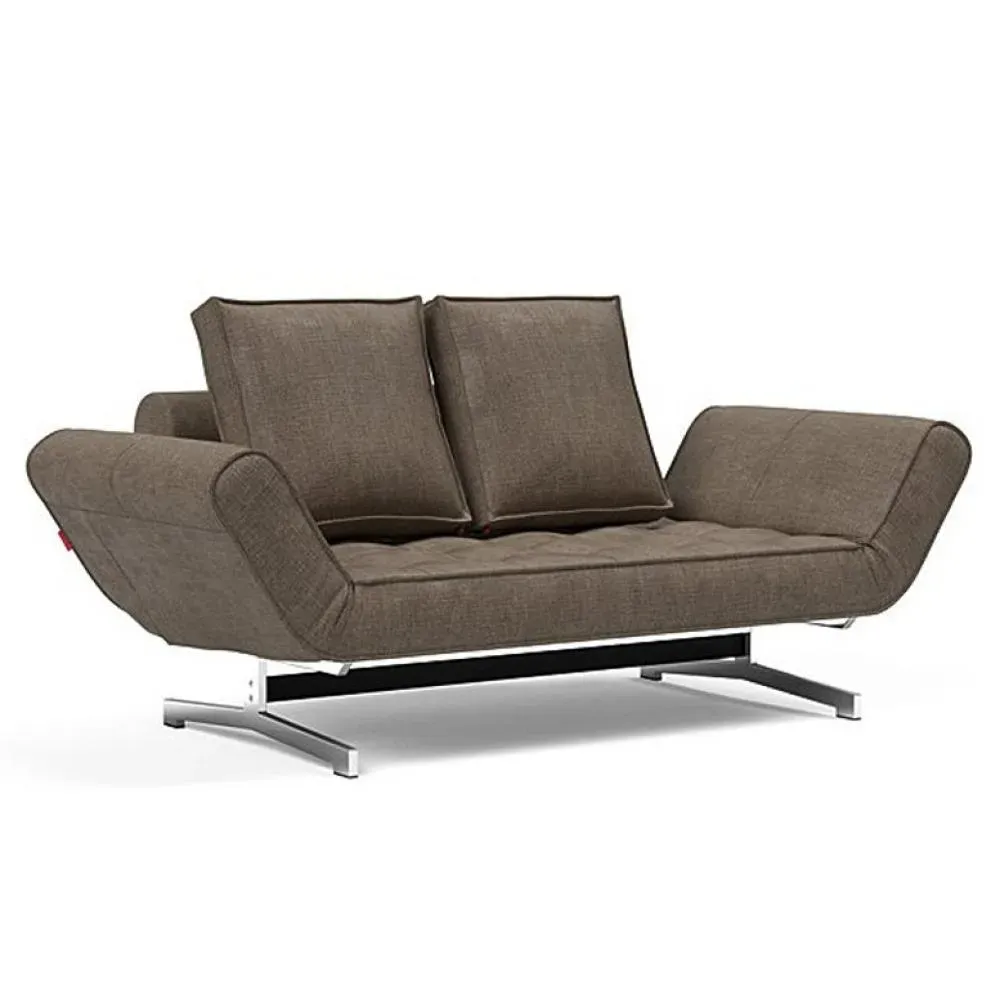 INNOVATION LIVING  Canapé lit GHIA CHROME couchage 80x210 cm tissu Esina Cedar Brown