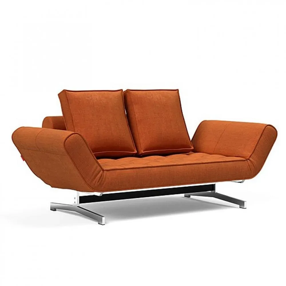 INNOVATION LIVING  Canapé lit GHIA CHROME couchage 80x210 cm tissu Esina Rust Orange