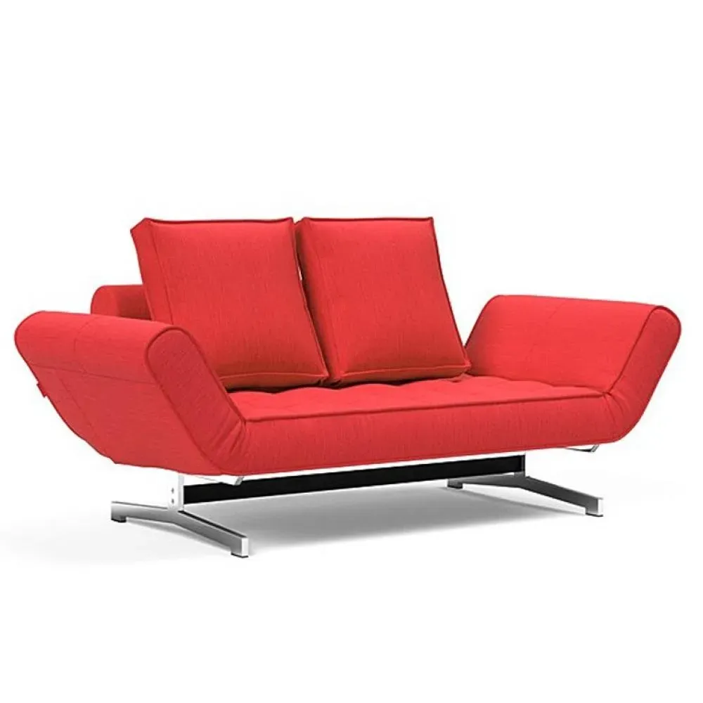 INNOVATION LIVING  Canapé lit GHIA CHROME couchage 80x210 cm tissu Elegance Red