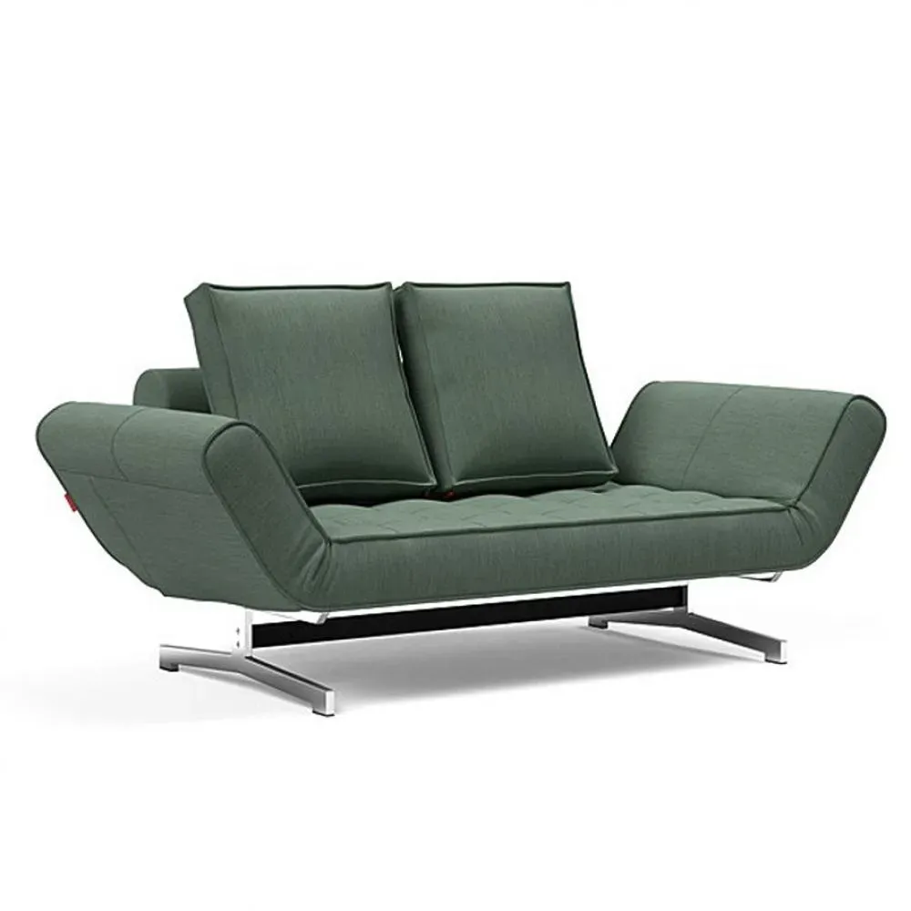 INNOVATION LIVING  Canapé lit GHIA CHROME couchage 80x210 cm tissu Elegance Green