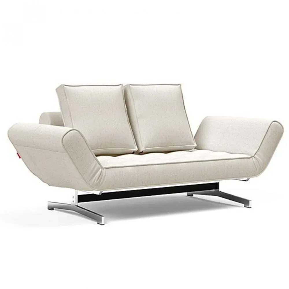 INNOVATION LIVING  Canapé lit GHIA CHROME couchage 80x210 cm tissu Bouclé Off White