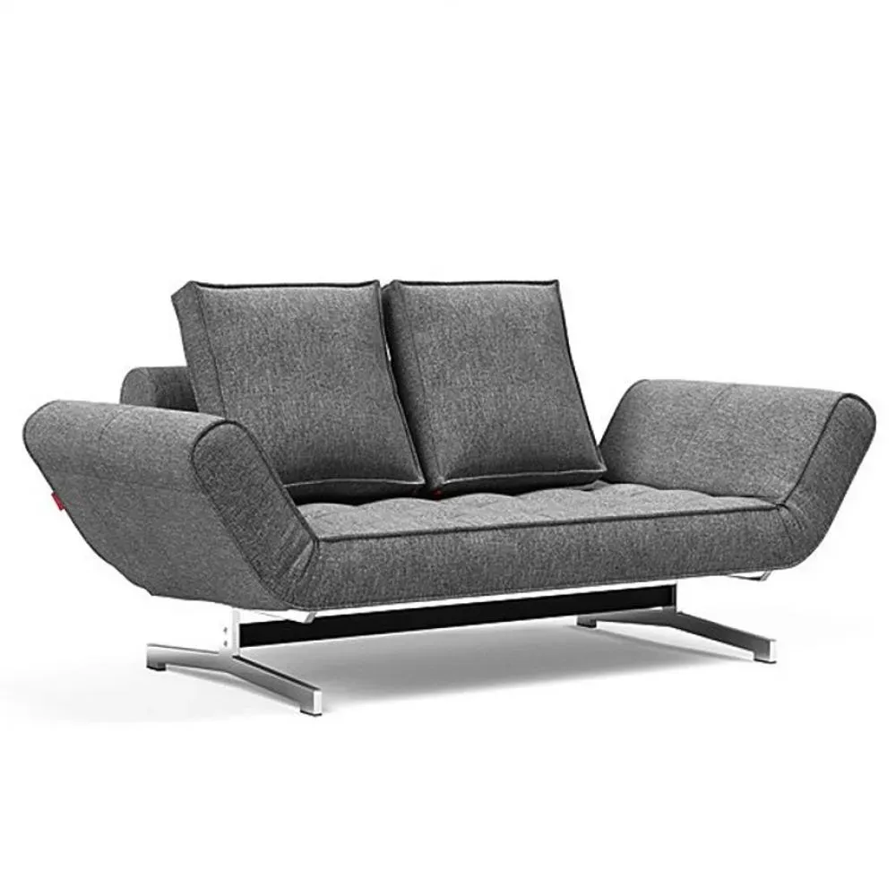 INNOVATION LIVING  Canapé lit GHIA CHROME couchage 80x210 cm tissu Twist Charcoal
