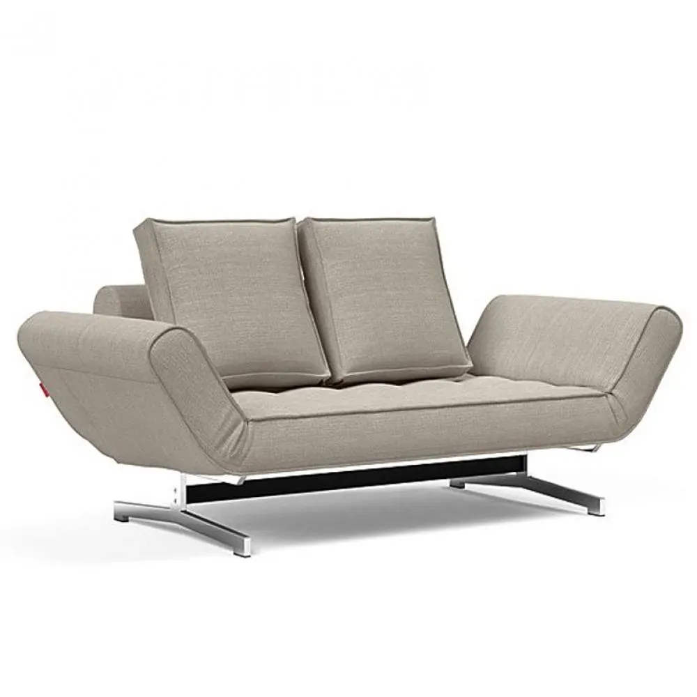 INNOVATION LIVING  Canapé lit GHIA CHROME couchage 80x210 cm tissu Kenya Gravel