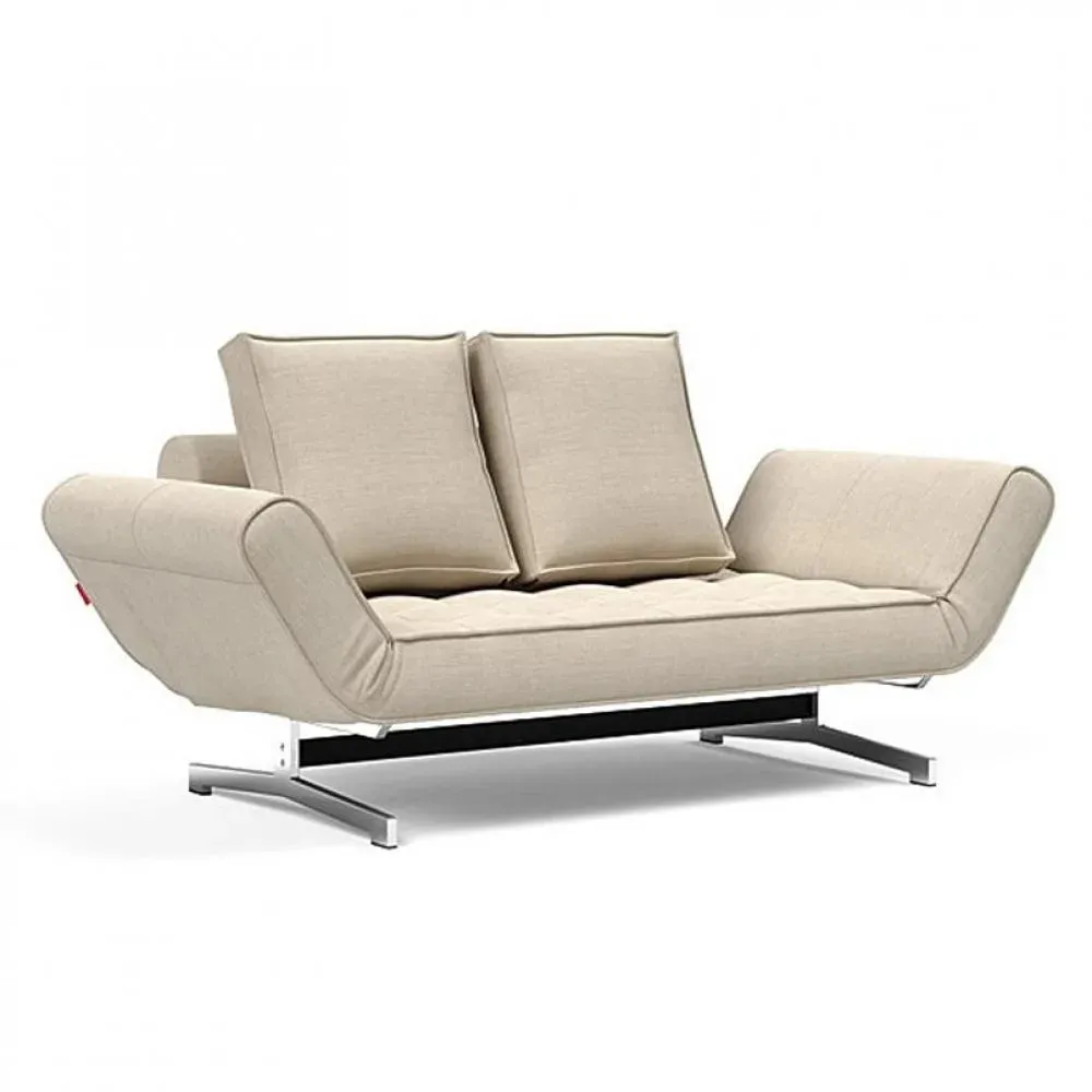 INNOVATION LIVING  Canapé lit GHIA CHROME couchage 80x210 cm tissu Phobos Latte