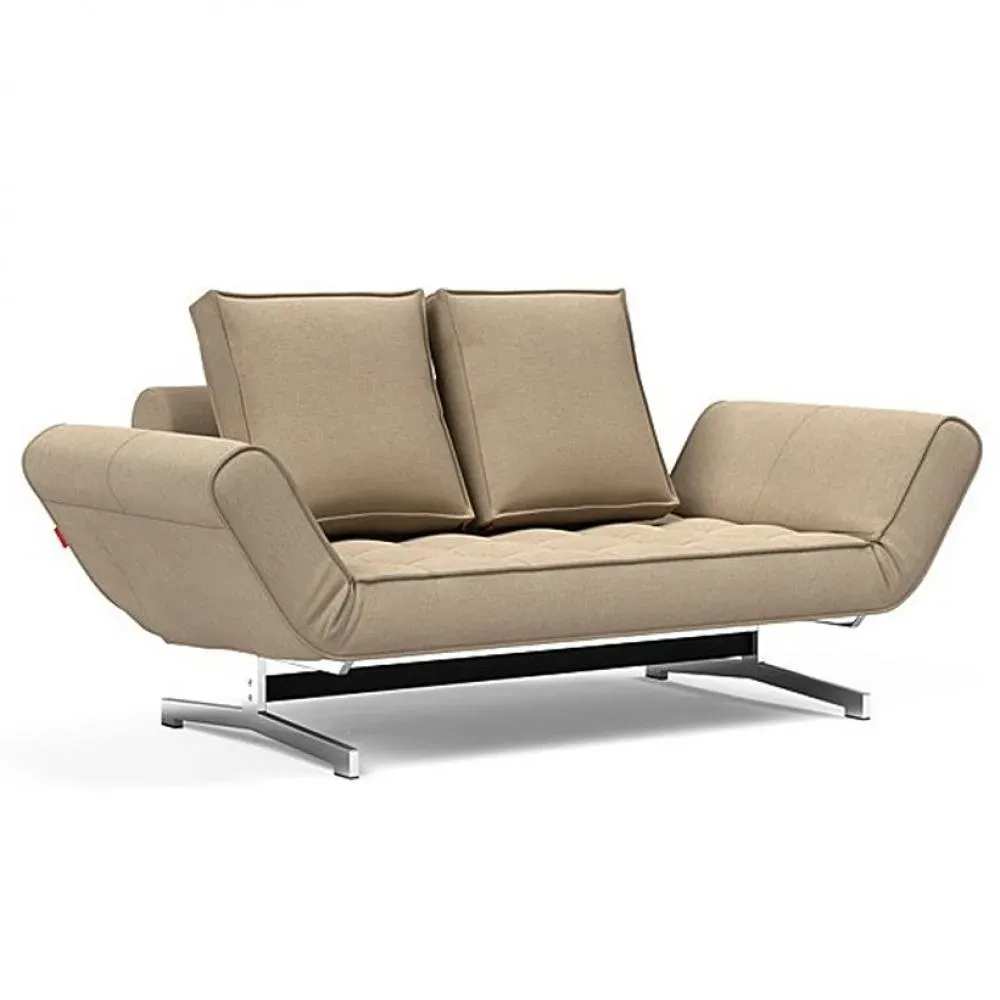 INNOVATION LIVING  Canapé lit GHIA CHROME couchage 80x210 cm tissu Phobos Mocha