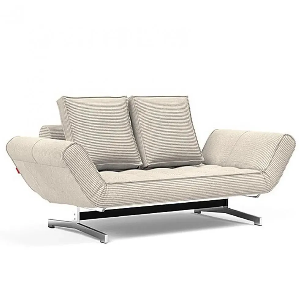 INNOVATION LIVING  Canapé lit GHIA CHROME couchage 80x210 cm tissu Corduroy Ivory
