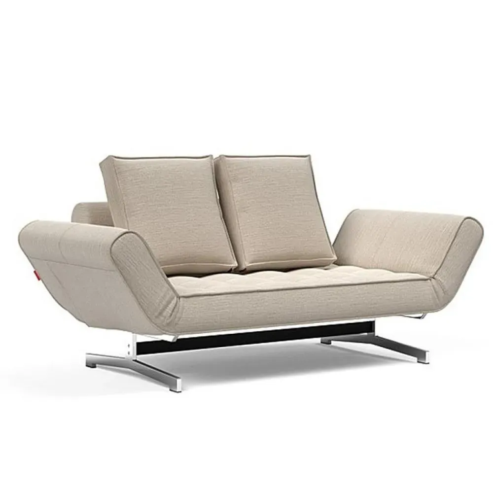 INNOVATION LIVING  Canapé lit GHIA CHROME couchage 80x210 cm tissu Blida Sand Grey