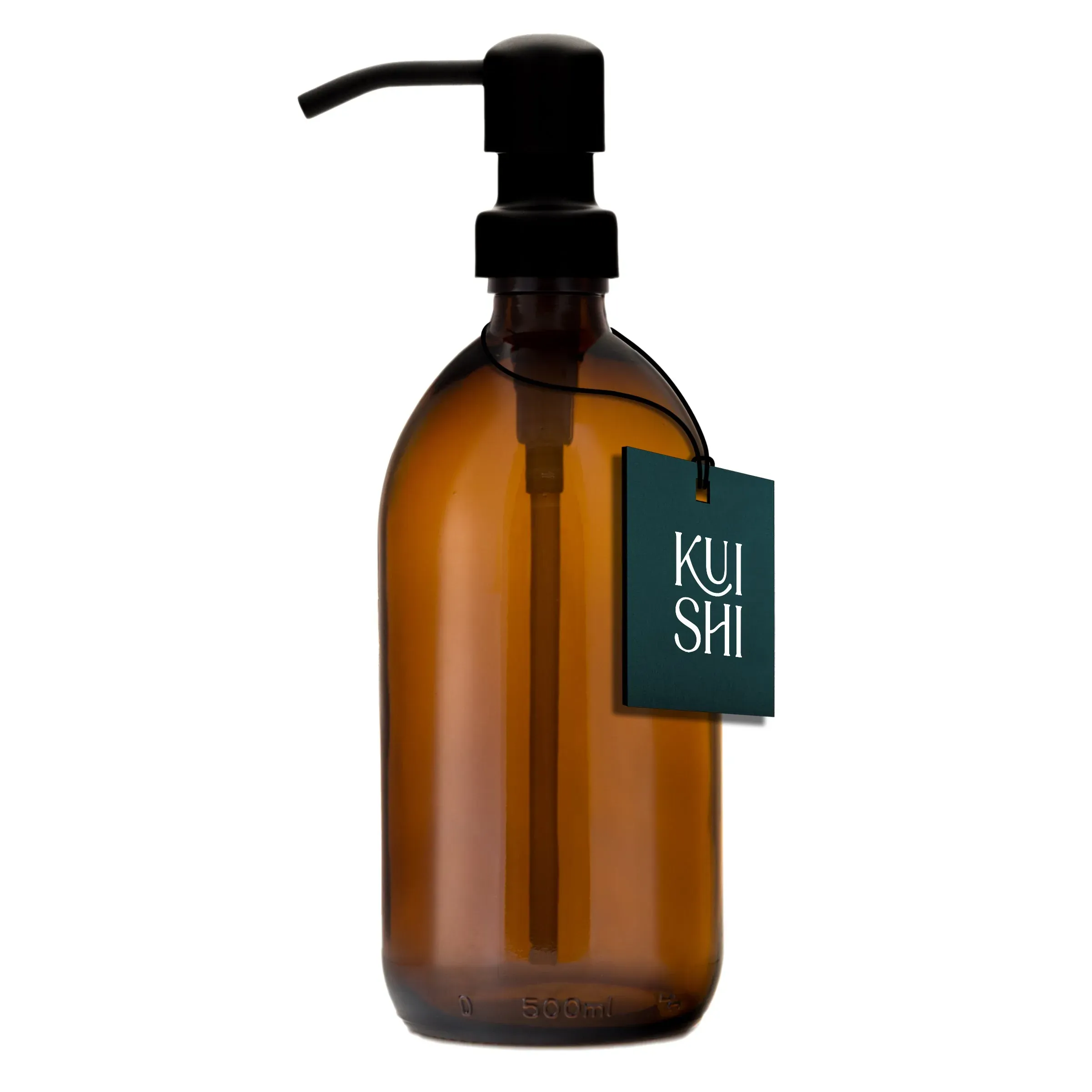 Distributeur en verre ambré avec pompe en acier inoxydable